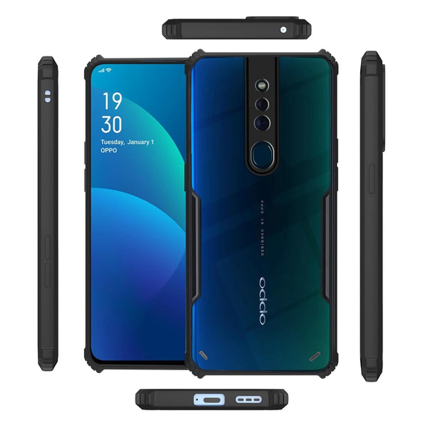 Mobielectro Camera Bump Protection | Slim Stylish 360 Protection Design |Crystal Clear | Shockproof Eagle Back Cover for Oppo F11 Pro - Black
