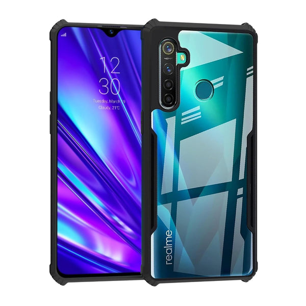 Mobielectro Camera Bump Protection | Slim Stylish 360 Protection Design |Crystal Clear | Shockproof Eagle Back Cover for Realme 5 Pro- Black