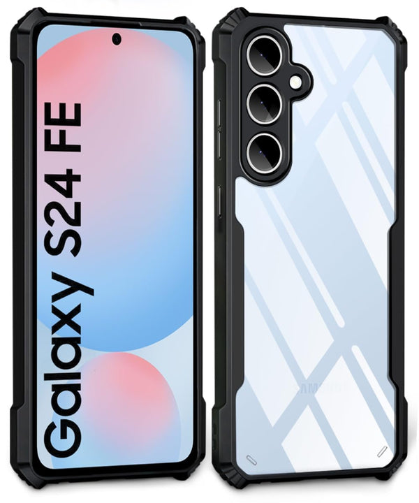 Mobielectro Camera Bump Protection | Slim Stylish 360 Protection Design |Crystal Clear | Shockproof Eagle Back Cover for Samsung S24 FE- Black