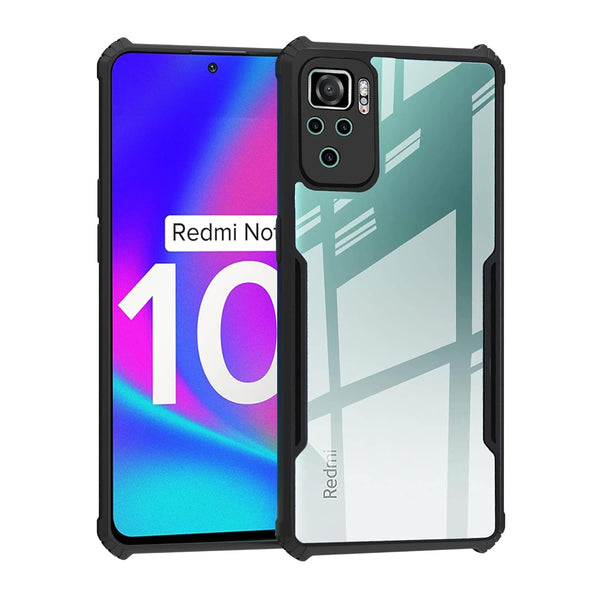 Mobielectro Camera Bump Protection | Slim Stylish 360 Protection Design |Crystal Clear | Shockproof Eagle Back Cover for RedMi Note 10S|RedMi Note 10 - Black