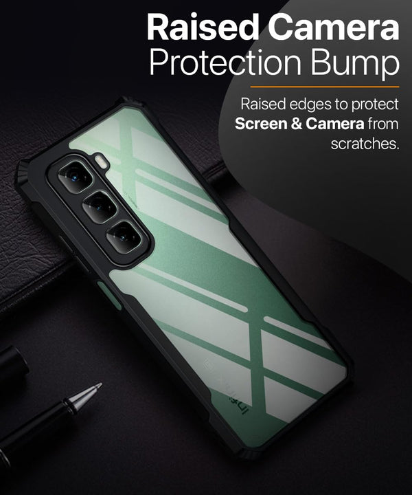 Mobielectro Camera Bump Protection | Slim Stylish 360 Protection Design |Crystal Clear | Shockproof Eagle Back Cover for Infinix Hot 50 5G - Black
