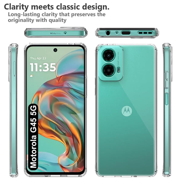 Mobielectro Soft Silicon Transparent |Scratch Resistant Clear Case for Moto G45 5G