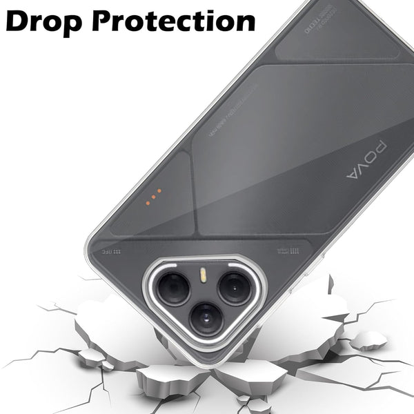 Mobielectro Clear Transparent Shockproof Scratch Resistant Protective Phone Case for Tecno POVA 7 5G