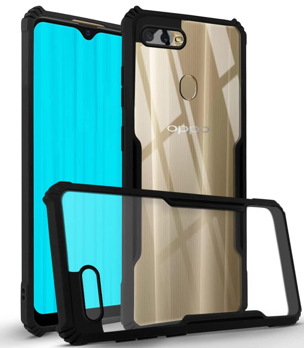 Mobielectro Camera Bump Protection | Slim Stylish 360 Protection Design |Crystal Clear | Shockproof Eagle Back Cover for Oppo A12 - Black