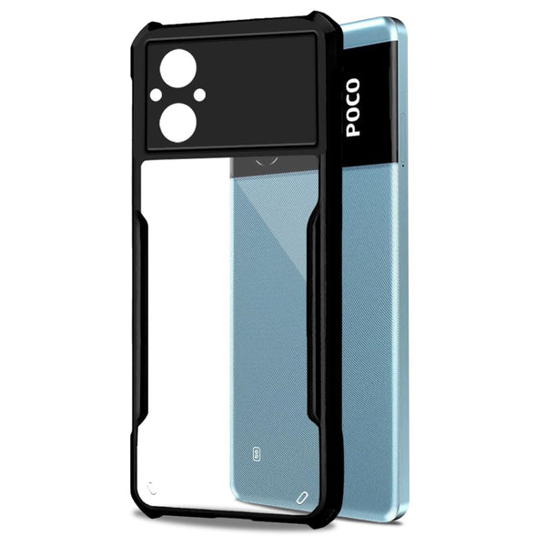 Mobielectro Camera Bump Protection | Slim Stylish 360 Protection Design |Crystal Clear | Shockproof Eagle Back Cover for POCO M4 5G - Black