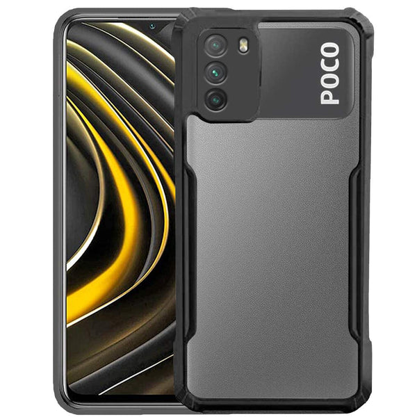 Mobielectro Camera Bump Protection | Slim Stylish 360 Protection Design |Crystal Clear | Shockproof Eagle Back Cover for POCO M3 - Black
