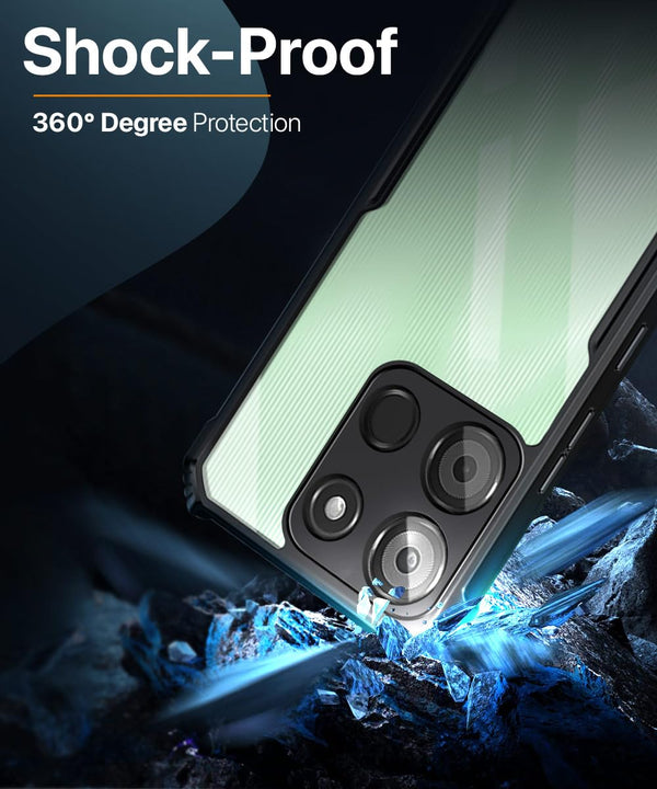 Mobielectro Camera Bump Protection | Slim Stylish 360 Protection Design |Crystal Clear | Shockproof Eagle Back Cover for Itel A60 - Black