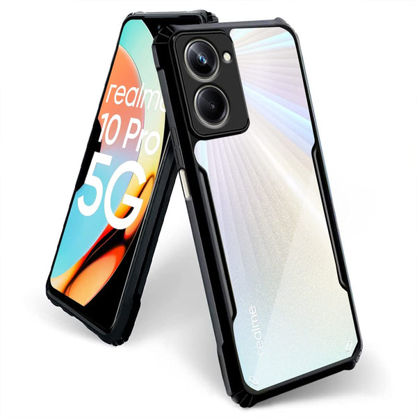 Mobielectro Camera Bump Protection | Slim Stylish 360 Protection Design |Crystal Clear | Shockproof Eagle Back Cover for Realme 10 Pro 5G - Black