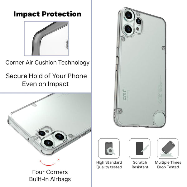 Mobielectro Clear Transparent Shockproof Scratch Resistant Protective Phone Case for CMF Phone 2 Pro 5G
