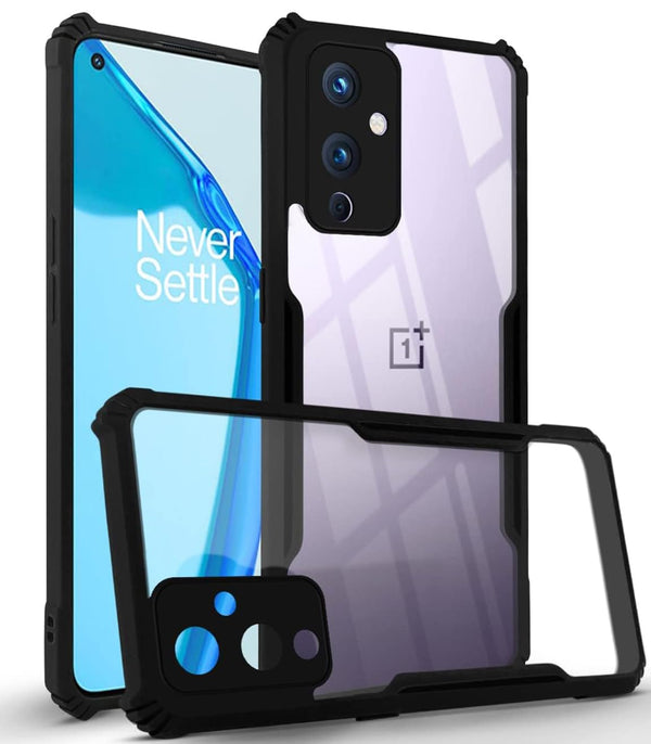 Mobielectro Camera Bump Protection | Slim Stylish 360 Protection Design |Crystal Clear | Shockproof Eagle Back Cover for OnePlus 9 - Black