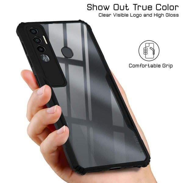Mobielectro Camera Bump Protection | Slim Stylish 360 Protection Design |Crystal Clear | Shockproof Eagle Back Cover for Tecno Spark 7 Pro- Black