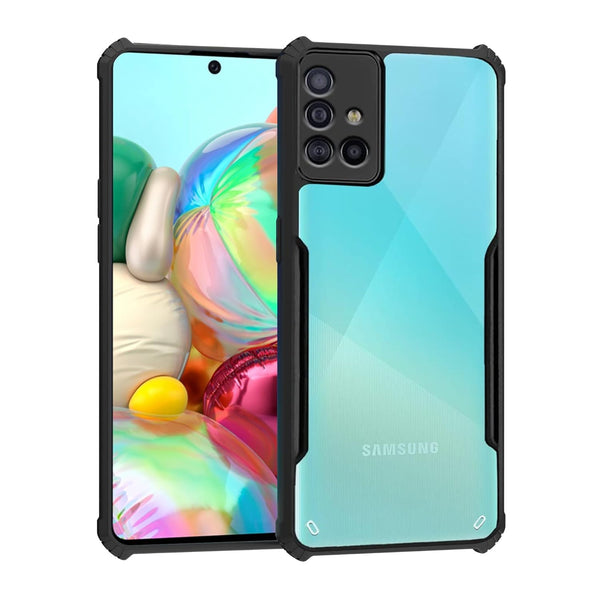 Mobielectro Camera Bump Protection | Slim Stylish 360 Protection Design |Crystal Clear | Shockproof Eagle Back Cover for Samsung A71 - Black