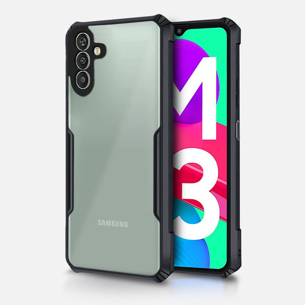 Mobielectro Camera Bump Protection | Slim Stylish 360 Protection Design |Crystal Clear | Shockproof Eagle Back Cover for Samsung M13 4G- Black