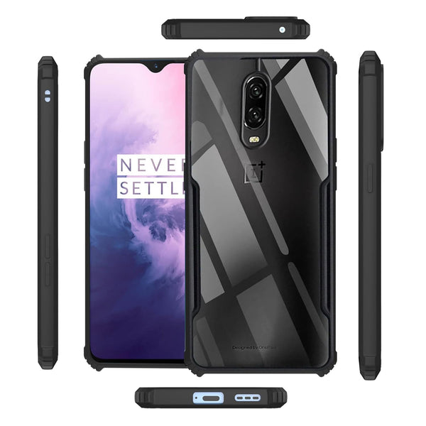 Mobielectro Camera Bump Protection | Slim Stylish 360 Protection Design |Crystal Clear | Shockproof Eagle Back Cover for OnePlus 7 | OnePlus 6T - Black