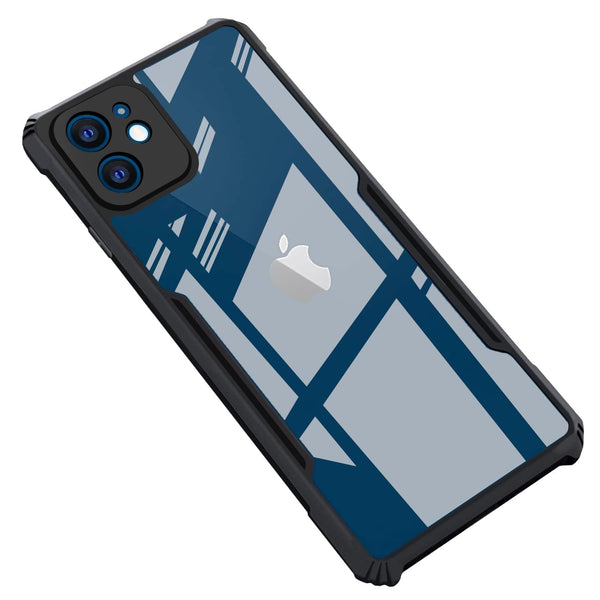 Mobielectro Camera Bump Protection | Slim Stylish 360 Protection Design |Crystal Clear | Shockproof Eagle Back Cover for iPhone 12 - Black