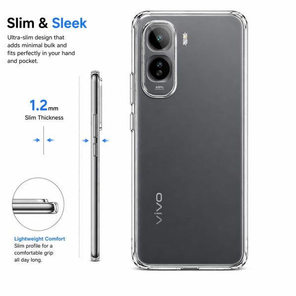 Mobielectro Clear Transparent Shockproof Scratch Resistant Protective Phone Case for Vivo T5 Pro 5G