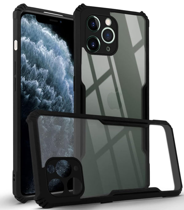 Mobielectro Camera Bump Protection | Slim Stylish 360 Protection Design |Crystal Clear | Shockproof Eagle Back Cover for iPhone 11 Pro- Black