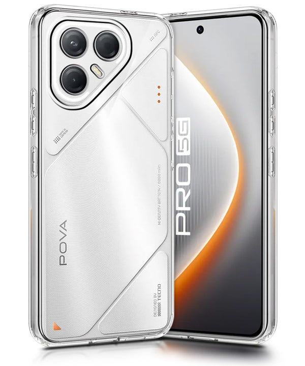 Mobielectro Clear Transparent Shockproof Scratch Resistant Protective Phone Case for Tecno POVA 7 Pro