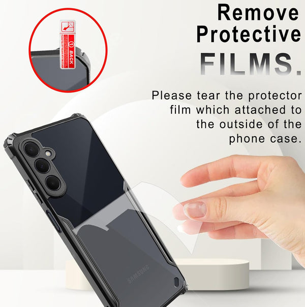 Mobielectro Camera Bump Protection | Slim Stylish 360 Protection Design |Crystal Clear | Shockproof Eagle Back Cover for Samsung A35 5G - Black