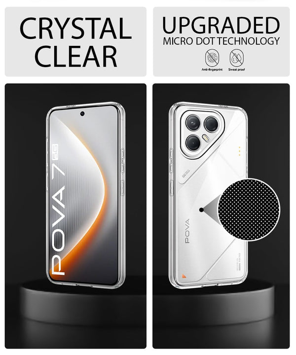 Mobielectro Clear Transparent Shockproof Scratch Resistant Protective Phone Case for Tecno POVA 7