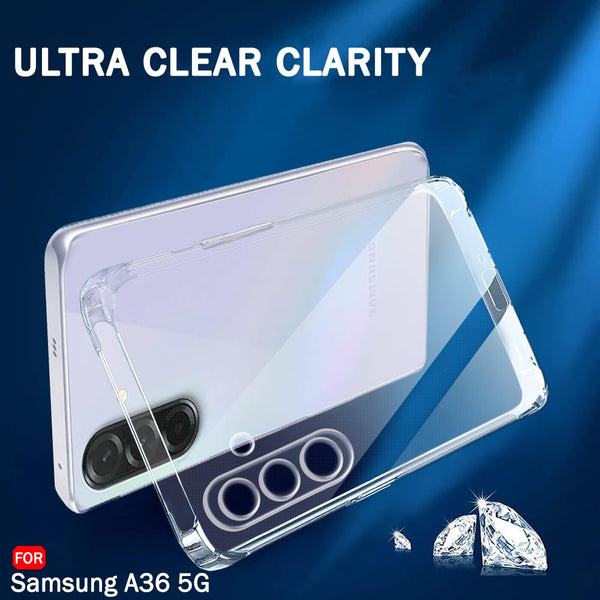 Mobielectro Clear Transparent Shockproof Scratch Resistant Protective Phone Case for Samsung A36 5G
