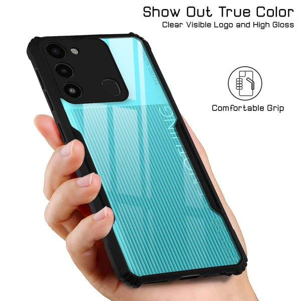 Mobielectro Camera Bump Protection | Slim Stylish 360 Protection Design |Crystal Clear | Shockproof Eagle Back Cover for Tecno Spark GO 22 - Black