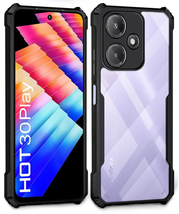 Mobielectro Camera Bump Protection | Slim Stylish 360 Protection Design |Crystal Clear | Shockproof Eagle Back Cover for Infinix Hot 30 PLAY- Black