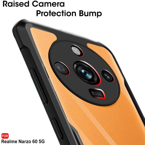 Mobielectro Camera Bump Protection | Slim Stylish 360 Protection Design |Crystal Clear | Shockproof Eagle Back Cover for Realme Narzo 60 5G - Black