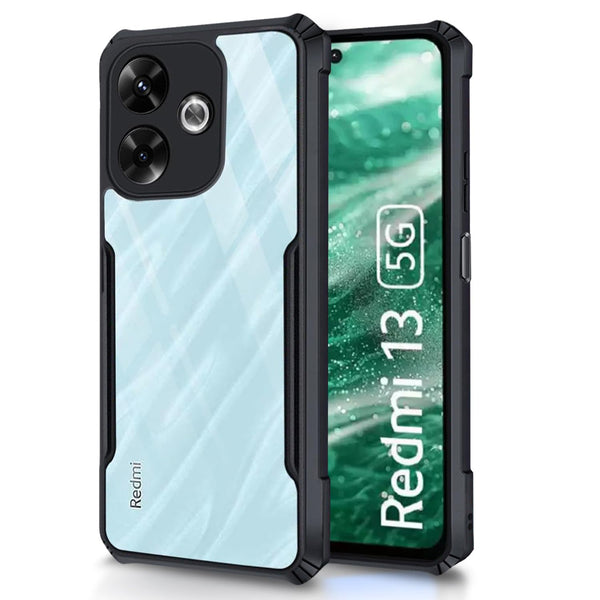 Mobielectro Camera Bump Protection | Slim Stylish 360 Protection Design |Crystal Clear | Shockproof Eagle Back Cover for RedMi 13 5G - Black