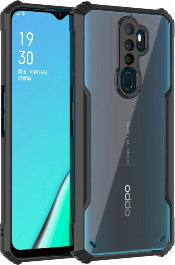 Mobielectro Camera Bump Protection | Slim Stylish 360 Protection Design |Crystal Clear | Shockproof Eagle Back Cover for Oppo A5 2020|Oppo A9 2020 - Black