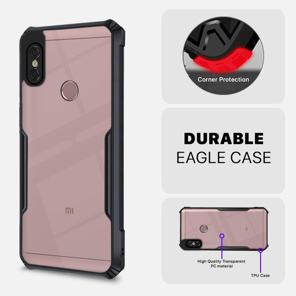 Mobielectro Camera Bump Protection | Slim Stylish 360 Protection Design |Crystal Clear | Shockproof Eagle Back Cover for RedMi Y2 - Black