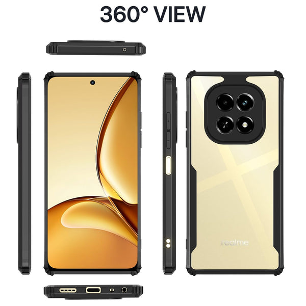 Mobielectro Camera Bump Protection | Slim Stylish 360 Protection Design |Crystal Clear | Shockproof Eagle Back Cover for Realme C63 5G - Black