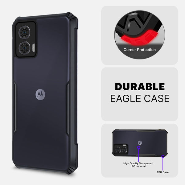 Mobielectro Camera Bump Protection | Slim Stylish 360 Protection Design |Crystal Clear | Shockproof Eagle Back Cover for Moto G73 5G - Black