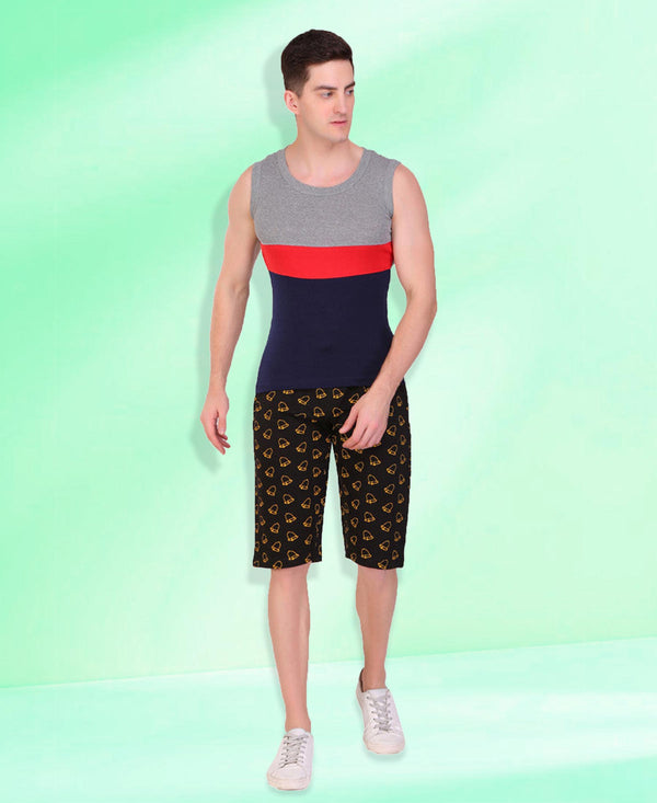 T.T. Men DesignerGym Vest Pack Of 2 Grey-Blue -Black-Red