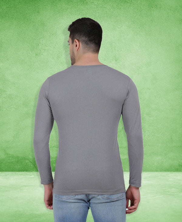 HiFlyers Men Grey Mã©Lange Regular Fit Printed Round Neck T-Shirt