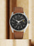 Quartz Analog Black Dial Leather Strap Watch for Guys