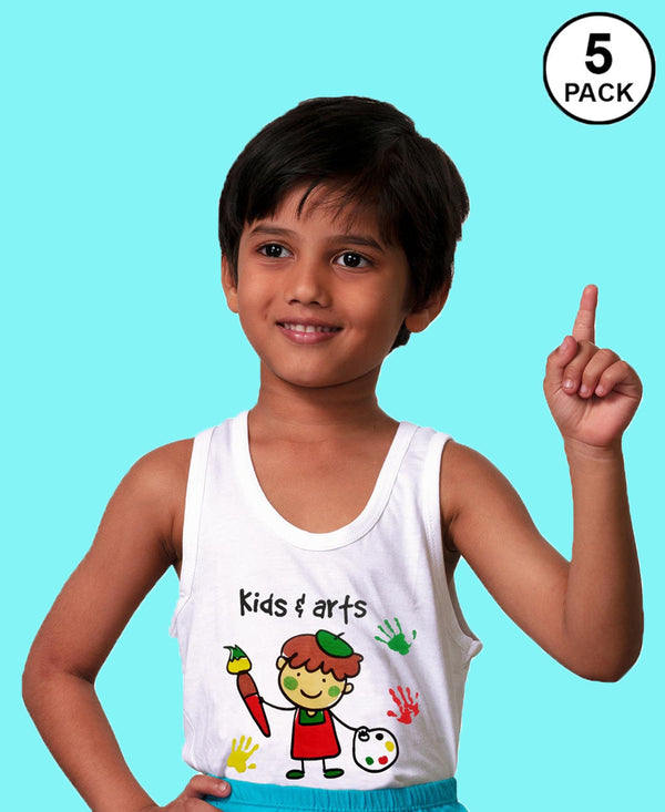 T.T. Cool Kids Pack Of 5 Printed Pure Cotton Innerwear Vest