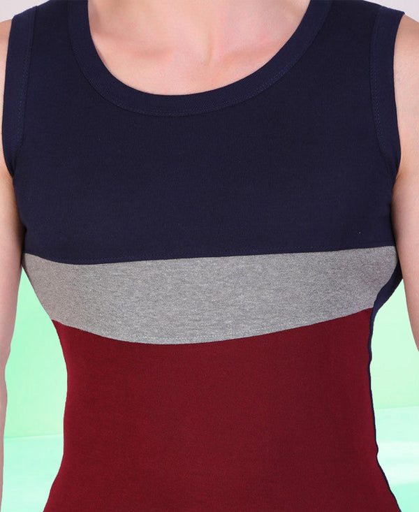 T.T. Men DesignerGym Vest Pack Of 2 Blue-Maroon -Maroon-Grey
