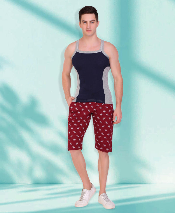 T.T. Men DesignerGym Vest Pack Of 2 Black-Red-Navy-Grey