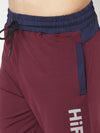 HiFlyers Mens Wine Regular Fit Cut & Sew Sports Trackpant( 4 Way Strachable)