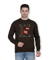 Hiflyers Men|Regular Fit|Chest Printed Cotton Fleece|Soft Stylish Casual Winter Wear Sweatshirt|Coffee-P7
