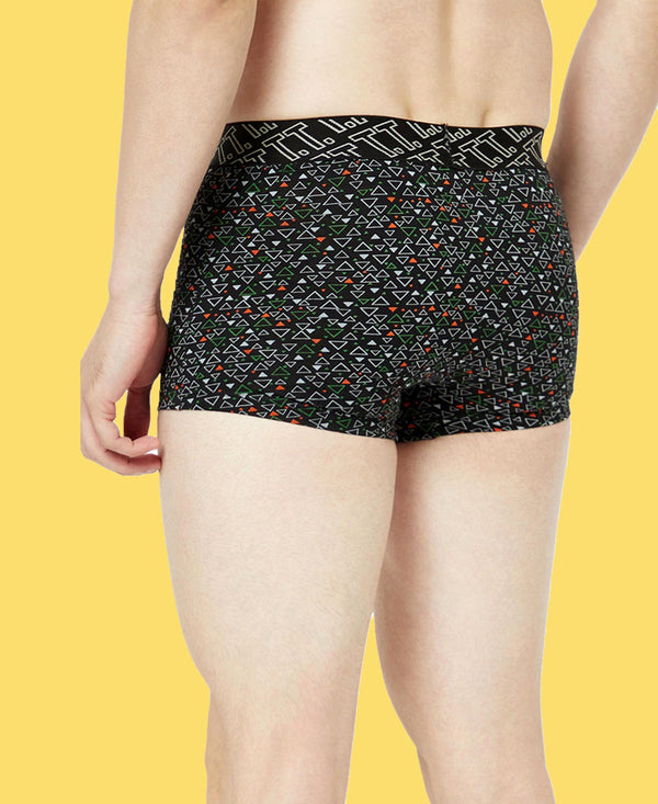 T.T. Mens Desire 100% Combed Cotton Printed Mini Top Elastic Trunk Pack Of 1 Black
