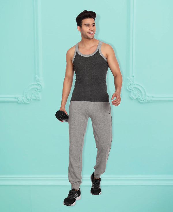 T.T. Men Titanic Charcoal Grey Pure Cotton Gym Vest