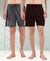 T.T. Men Regular Fit Poly Jersey Cut And Sew Bermuda Short Pack Of 2-Brown-Grey