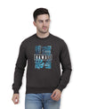 Hiflyers Men|Regular Fit|Chest Printed Cotton Fleece|Soft Stylish Casual Winter Wear Sweatshirt|Charcoal-P5