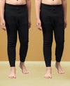 T.T. Boys & Girls |Slim Fit| Cotton Fleece |Inner Elastic|Trendy Winter Wear|Dyed Thermal Trouser Pack Of 2-Black
