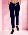 T.T. Women 100% Cotton Interlock Fabric Navy Blue Track Pant