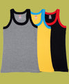T.T. Kids Titanic Gym Vest Pack Of 3 Grey-Yellow-Black