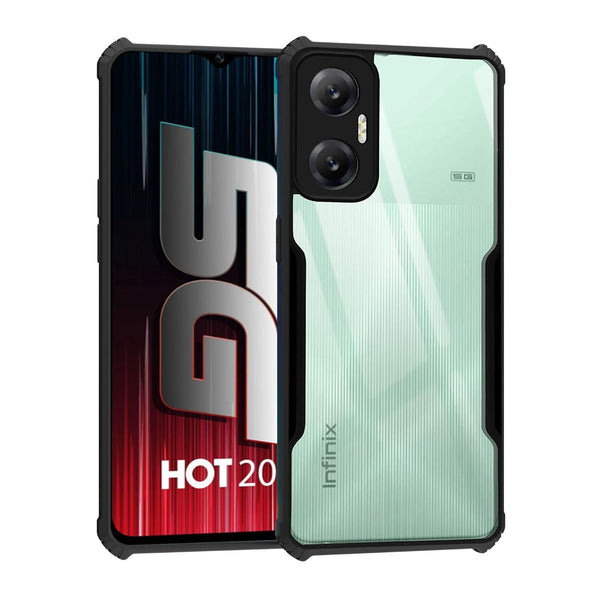 Mobielectro Camera Bump Protection | Slim Stylish 360 Protection Design |Crystal Clear | Shockproof Eagle Back Cover for Infinix Hot 20 5G - Black