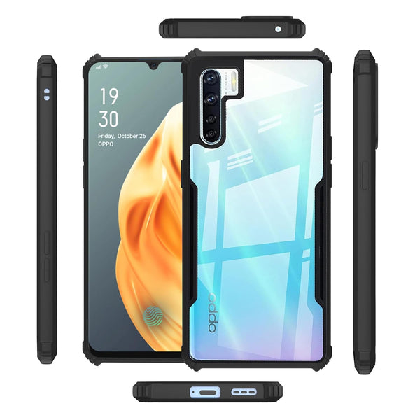 Mobielectro Camera Bump Protection | Slim Stylish 360 Protection Design |Crystal Clear | Shockproof Eagle Back Cover for Oppo F15 - Black